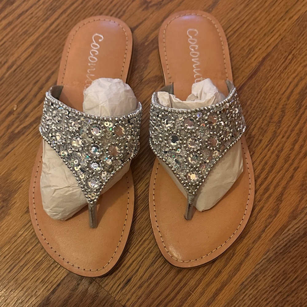 NWOT Coconuts by Matisse Women's Silver Crystal Sandals